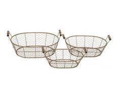 Benzara modernen Metall Holz Tablett, Set von 3