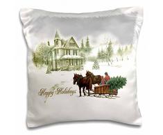 3dRose PC 172785 _ 1 Night Before Christmas Santa in Rentier gezogen Schlitten Kissen Fall, 40,6 x 40,6 cm