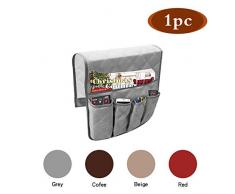 TALC Anti-Rutsch-Sofa mit Fernbedienung, wasserdicht, weiches Sofa, Sessel, Couch Armlehne Organizer mit 7 Taschen, Sessel Caddy für Tablets, Handys, Bücher, Zeitschriften, iPad, Fernbedienungen grau