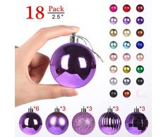 GameXcel Christbaumkugeln Ornamente für den Weihnachtsbaum – bruchsichere Weihnachtsdekoration, perfekt zum Aufhängen Medium (2.5) 18pcs Iris Purple