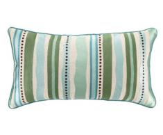 Kate Spain Talavera Kissen, Leinen, länglich, Bestickt, 35,6 x 66 cm, Grün/Blau