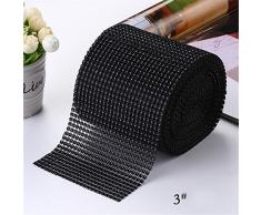 USIX 12,1 cm x 9,1 m Rolle 24 Reihen Künstliche Glitzer Strass Diamant Mesh Band Wrap für DIY Kunst Handwerk Nähen Hochzeit Bouquet Kuchen Geburtstag Baby Party Dekoration Schwarz