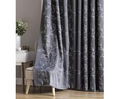 HLC. ME Carol Floral bestickt Thermo Fenster Vorhang, verdunkelnd, Tülle Panels – Energie Effizient, verdunkeln, Lärm reduziert – Ideal für Wohn-& Schlafzimmer – Set von 2 100 W x 84 L - Patio Door grau