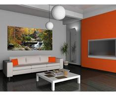 AG Design FTG 0912 Wassermühle Wasserfall, Papier Fototapete - 202x90 cm - 1 Teil, Papier, multicolor, 0,1 x 202 x 90 cm