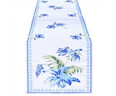 Simhomsen Kreuzstich Stickerei Calla Lily Floral Tischläufer für Ostern, Urlaub, Frühling oder Hochzeit Dekoration, Kommode Schal 14 x 68 inches blau