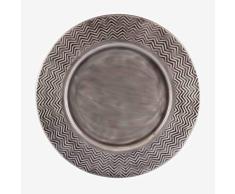 Better & Best Platzteller, rund, verzierter Rand mit Zickzackmuster, Grau, Maße 33 x 33 cm, Material: Metall, emailliert,