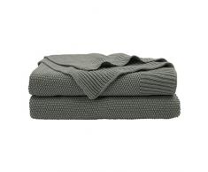 PiccoCasa Kuscheldecke Wohndecken 100% Baumwolle Sofadecke Wolldecke pflegeleicht gesund super warme Sofaüberwurf oder Wohnzimmer Decke Grau 130x180cm