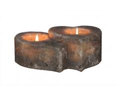 HIMALAYA SALT DREAMS - Salzkristall Teelichthalter Twin Heart, Grey Line