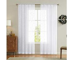 Topick Gardinen für Fenster, Schneeflocken-Design, 1 Paar Modern W55 x L95 weiß