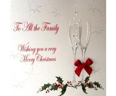 WHITE COTTON CARDS X73 Weihnachtskarte, englische Aufschrift to All The Family, handgefertigt, Weiß