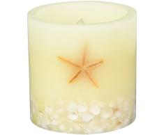 Home Impressions Seastar Flammenlose LED Kerze mit Timer, die mit 2 D Batterien, echt Seastar und Intarsien Shell, gelb