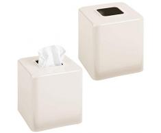 mDesign Kosmetiktuchbox, modern, quadratisch, Metall, für Badezimmer, Schminktische, Schlafzimmer-Kommode, Nachttische, Schreibtische und Tische Pack of 2 cremefarben