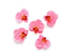 Künstliche Blumenköpfe in Großhandel zum Basteln, für Outdoor, Mode, Orchideen, künstliche Blumen, DIY Schmetterling, Orchidee, Stoff, Kunstblumen, Bouquet, Party, Hochzeit, Dekoration, künstliche Blumen, 6,5 cm, 30 Stück weiß/violett