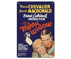 Pacifica Island Art Fine Art Print The Merry Widow - Starring Maurice Chevalier und Jeanette Macdonald - Regie von Ernst Lubitsch - Filmposter c.1934 8 x 12 in Tin Sign Mehrfarbig