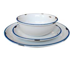 Canvas Home Ltd C28-SP-WH Salatteller mit blauem Rand, Steingut, Weiß, 4 Stück