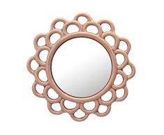 CKK Wandspiegel aus Keramik, rund, Rosen-Design, Rosa