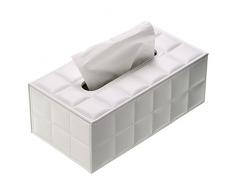 Sumnacon Taschentuchbox aus PU-Leder mit rechteckigem Serviettenhalter für Zuhause, Büro, Auto, Dekoration weiß