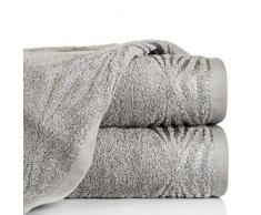 Eurofirany Handtuch Baumwolle Silber Metallnaht Glitzernaht Muster Bordüre Set 3-er Pack Oeko-Tex, 70X140 cm, 3