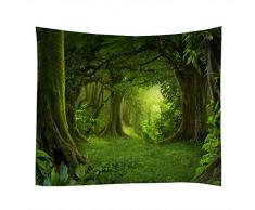 Red Fire Stoff Wandteppich Dekoration Wandkunst Tischdecke Tagesdecke Picknickdecke Strandüberwurf Tapisserien bunt Schlafzimmer Flur Wohnzimmer 59x51 inches Green Virgin Forest