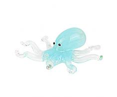 Hophen Schwimmender Krake, handgefertigt, Glas, blasendes Geschenk, Heimdekoration, Tierfigur, Skulptur, Sammlerstück himmelblau