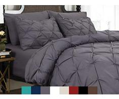 Eleganter Komfort, 3-teiliges Bettbezug-Set mit Knopfleiste, knitterarme Mikrofaser King/California King Kitty Grau