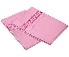 Superior Super Weiches Licht Gewicht knitterfrei Standard Kopfkissen Set mit Regal Stickerei, 100% gebürstete Mikrofaser, Pink, Queen, 2-teilig