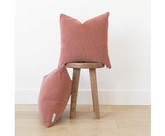 Nook Dekorative Kord-Überwurf-Kissenbezüge, nur Set mit 2 Stück, 45,7 x 45,7 cm und 55,9 x 55,9 cm für Couch, Sofa oder Bett, modernes Design 22 x 22 Dusty Rose