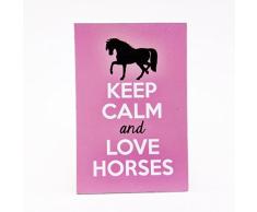 WitnyStore Keep Calm and Love Horses Funny Design Vintage Poster Magnet Kühlschrank Sammlerstück