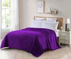 ForenTex Tagesdecke für Sofa und Bett, Flanell, 300 g/m², fusselfrei, weich, warm, Verschiedene Größen und Farben L-3094, Violett, 180 x 220 cm, 2 Stück