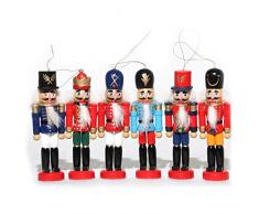 Naimo Set von 6 Weihnachten Holz Nussknacker Soldat Ornament Dekoration für Home Weihnachten Geschenk 12cm Stil 1
