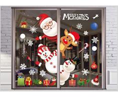 Honch Weihnachts-Fensteraufkleber, Weihnachtsdekoration, Schneemann, Schneeflocke, Weihnachtsmann, Rentier, Elch, statische Aufkleber für Glasfenster I