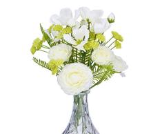 Anna Homey Dekor, künstliche Blumen mit echter Haptik, künstliche Gänseblümchen, Chrysanthenum, künstliche Pflanzen, Blätter, Kunstseide, Pfingstrose, Blumenstrauß Dekoration für Party, Zuhause, Küche, Büro weiß