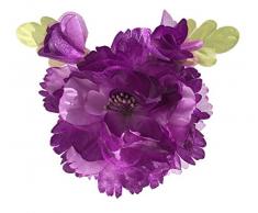 Cuteque International Organza und Seide Pfingstrose mit 2 Rosenstolz befestigt (3 Stück), 10,2 cm Pale Lila