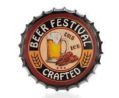 QILICHZ Retro Blechschilder Bier und Krebsfische Schilder Bar Pub Poster Vintage Blechschilder Flaschenverschluss Schild für Diner/Barkunst, Man Caves und Home Decor 34,8 cm D