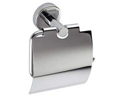 INDA STYL Toilettenpapierhalter mit Deckel, Edelstahl, Weiß, 7 x 15 x 15 cm
