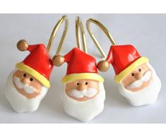 Twofishes 12 Pcs Home Fashion Dekorative Anti Rost Santa Claus Duschvorhang Haken, Weihnachten Dusche Vorhang Ring