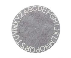 Blue Page ABC Alphabet Kinder-Spielteppich – handgewebt rutschfest Lernbereich Teppich waschbar Baby Krabbelteppich Kinderzimmer Spielmatte rund 149,9 cm beige, baumwolle, Bluegrey, 149,86 cm