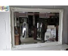 FRAMES BY POST 3 FT6 X 2 FT6, weiß facettiert, gerahmt Wand Spiegel NEU Schön verziert Design Shabby Chic über Mantel Big Wandspiegel. 76