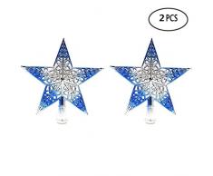 BinaryABC Weihnachts Star Christbaumspitze, Weihnachtsbaumspitze, Weihnachtsbaumdekoration, ausgehöhltes Glitzernde 2 (Silber Blau)
