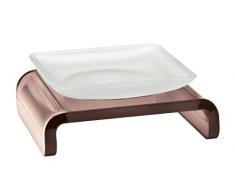 INDA A5711ZCA21 Avenue Seifenschale aus satiniertem Glas, Polymethylmethacrylat, Cromo/Miel, 11 x 13 x 5 cm