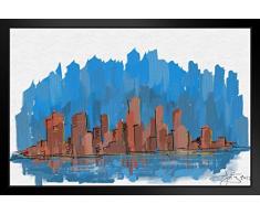 JayT NYC Kunstdruck, Motiv: Gießerei New York City Skyline 14x20 inches Framed Poster