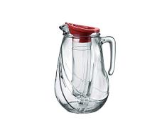 Bormioli Rocco Rolly Krug - Moderner Glaskrug mit Ameisenverdünnung, abnehmbarer roter Deckel & starkem Griff - Wasserkrug Spender für Saft, Eistee, Saft, Limonade (8714 Unzen)