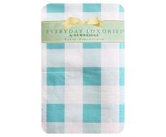 Newbridge Farmhouse Buffalo Check – Frühlings- und Osterdruck Vinyl Flanell Rückseite – Pastellfarben Gingham Sommer Indoor/Outdoor Tischdecken aus Vinyl Country Rustic 60 x 120 Oblong/Rectangle Robins Egg Blue