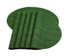 Red-A Platzsets, Bambusimitat, oval, gewebtes Vinyl, hitzebeständig, waschbare Tischsets für Küchentisch Set of 6 Hunter Green