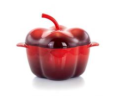 Megachef Pepper Shaped Enamel Cast Iron Auflaufform mit Deckel, gusseisen, rot