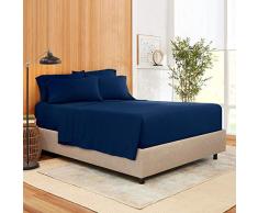 Empyrean Bettwäsche Bambusmischung 6-teilig - Bambus und Mikrofaser Mischung - Hotel extra weich kühl kuschelig Bettlaken - pflegeleicht faltenfrei bügelfrei King Marineblau