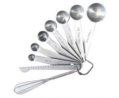 SIPLIV Edelstahl genaue Küchenmesslöffel mit Messlineal und Schneebesen (9er-Set), 1 Esslöffel bis 1/8 Teelöffel Messlöffel für trockene und flüssige Zutaten