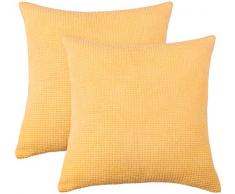 PHF Corduroy Corn 2 Stück Kissenbezüge Couch Sofa Bett bequemer superweicher bequemer Nackenrolle Gestreift Beidseitig 18 x 18 Mango Yellow