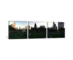 iCanvasART 3 Stück 360 Grad View von A Public Park, Bryant Park, Manhattan, New York City, New York State, USA Leinwand Kunstdruck Panorama Bilder, 91,4 x 30,5 cm/1,9 cm Tiefe