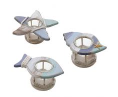 LiShay Teelichthalter aus Holz, nautisches Design, 3 Stück Mix